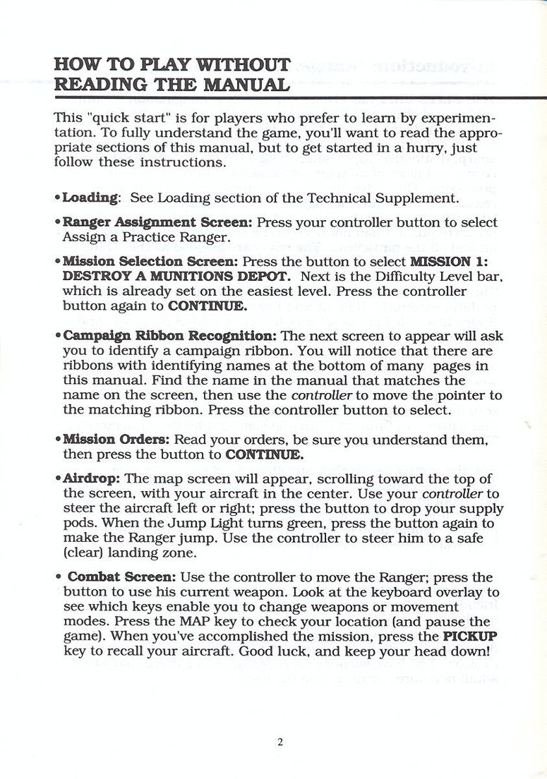 Airborne Ranger manual page 2