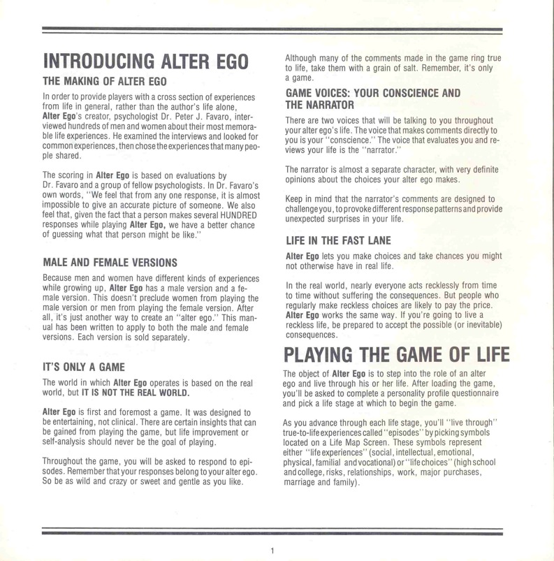 Alter Ego Manual Page 1
