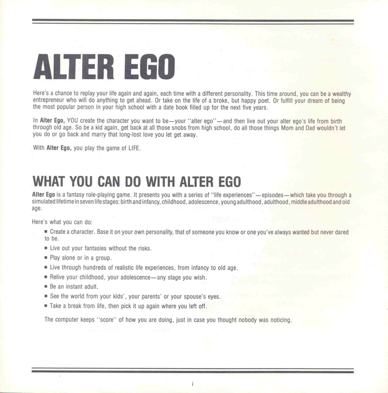 Alter Ego Manual Page ii