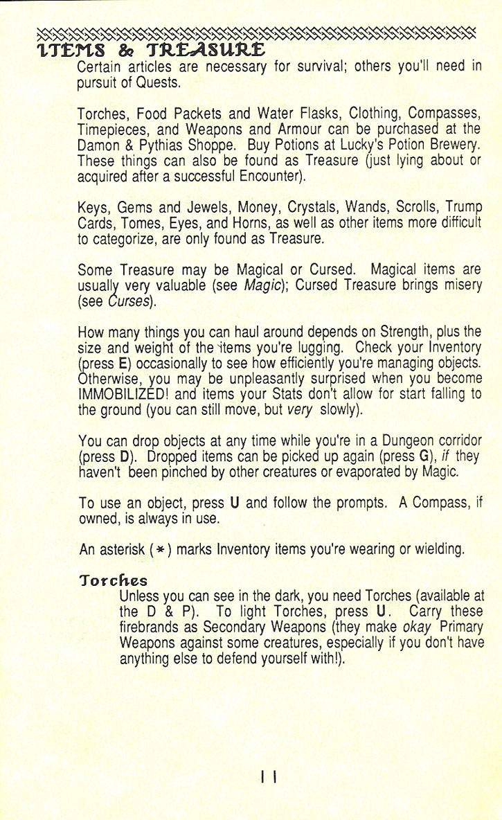 Alternate Reality: The Dungeon manual page 11
