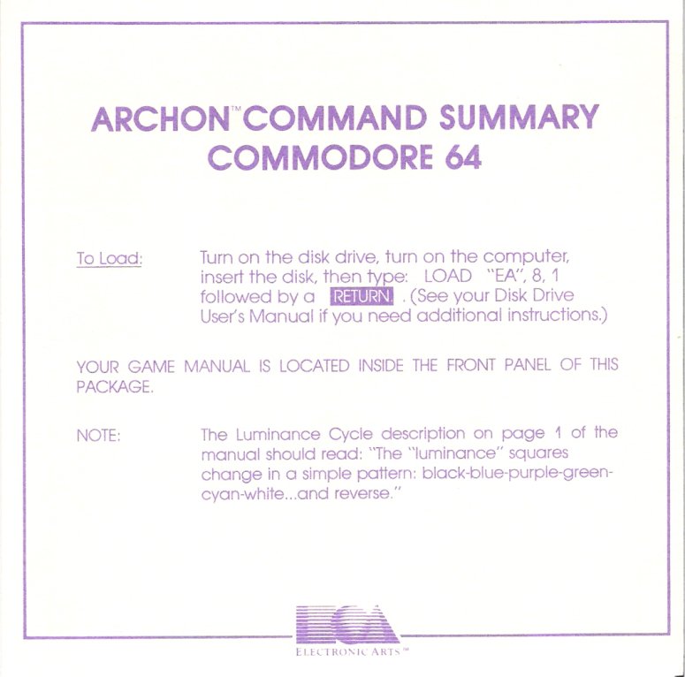 Archon Command Summary Page 1