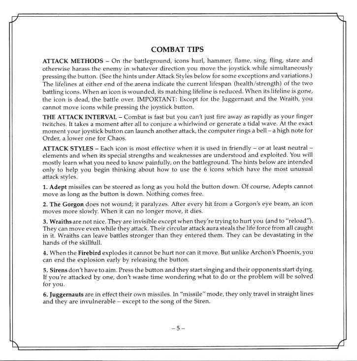 Archon II Manual Page 5