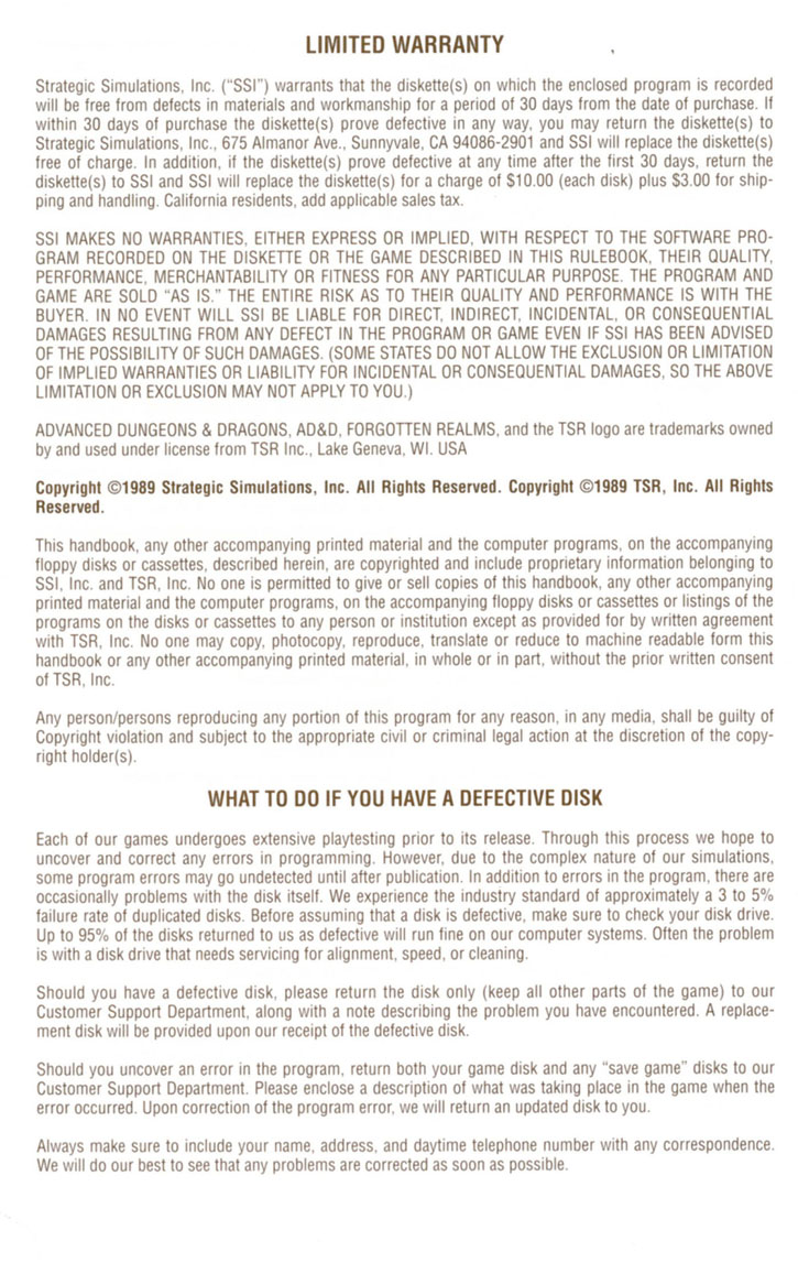 Curse Of The Azure Bonds manual page 29