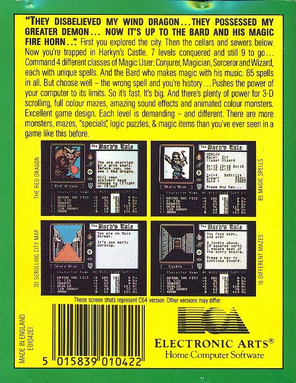 The Bard's Tale Inlay Back