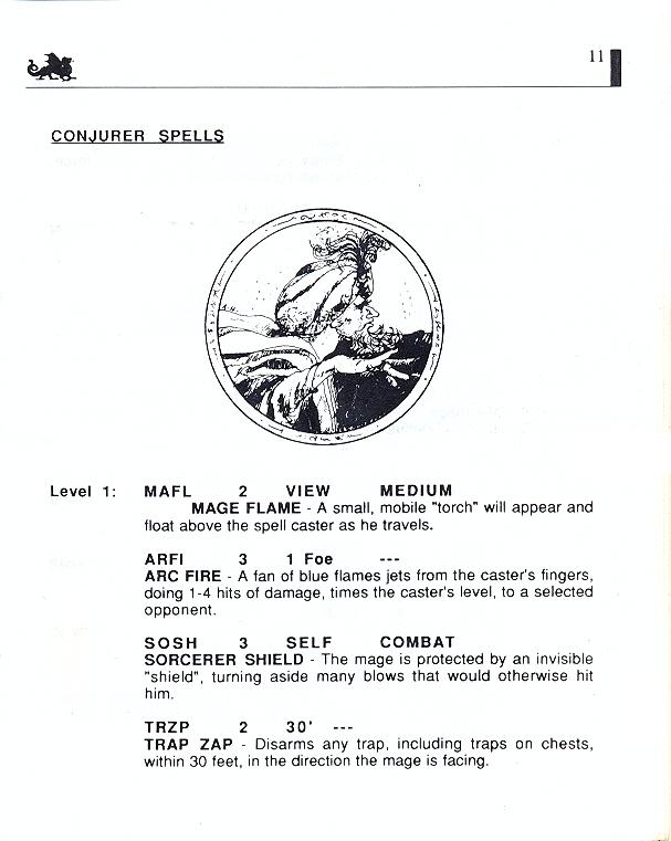 The Bard's Tale manual page 11