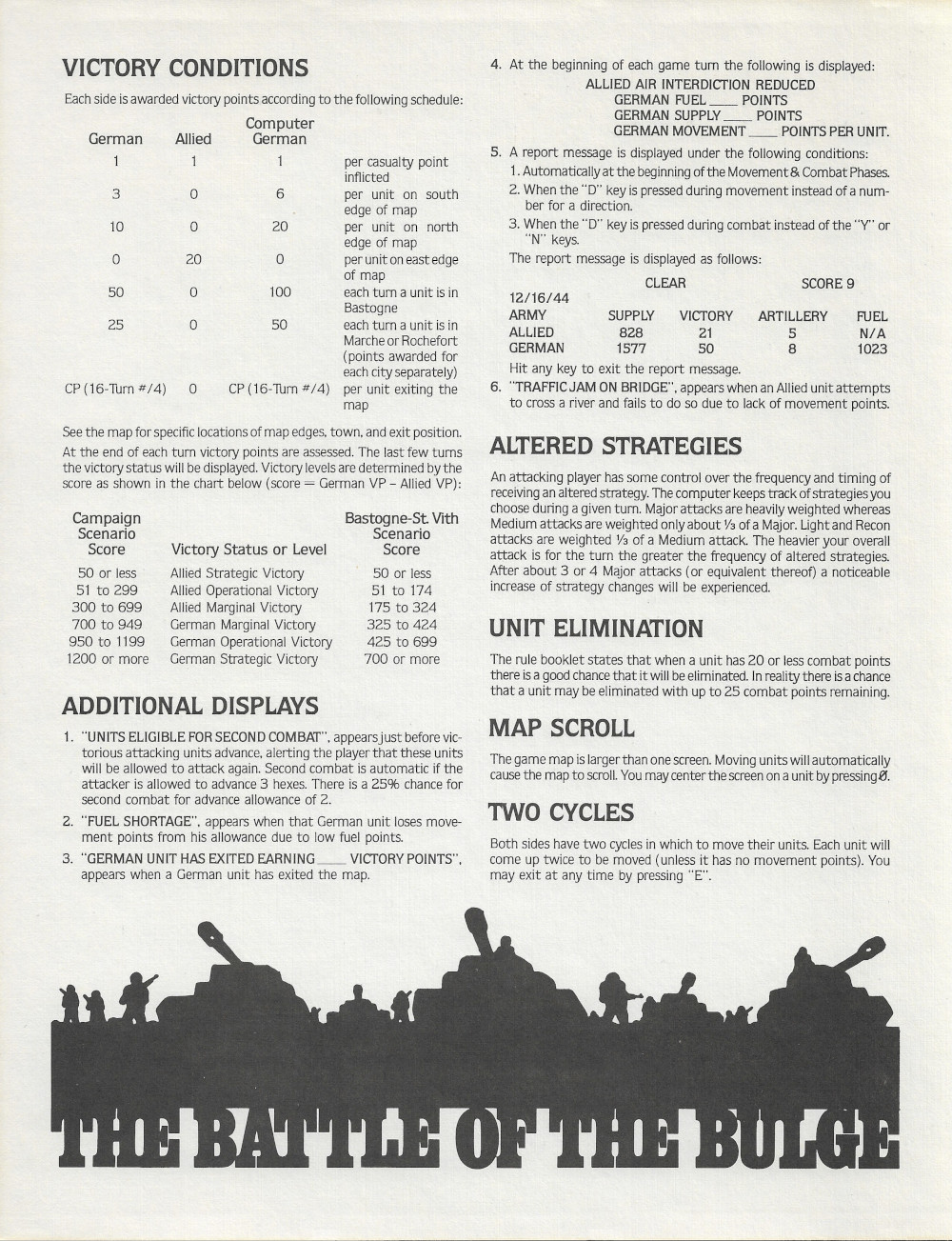 The Battle of the Bulge: Tigers in the Snow player's aid card page 2