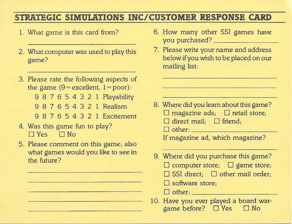 The Battle of the Bulge: Tigers in the Snow business reply card page 2