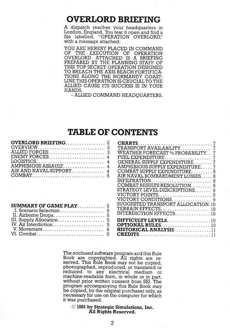 Battle for Normandy manual page 2