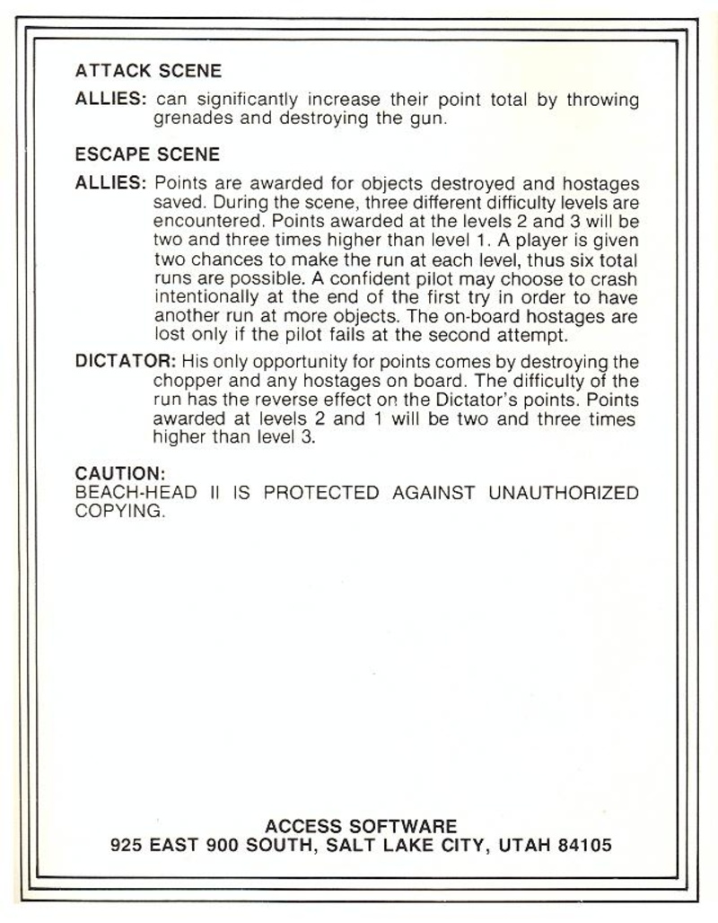 Beach-Head II manual page 10