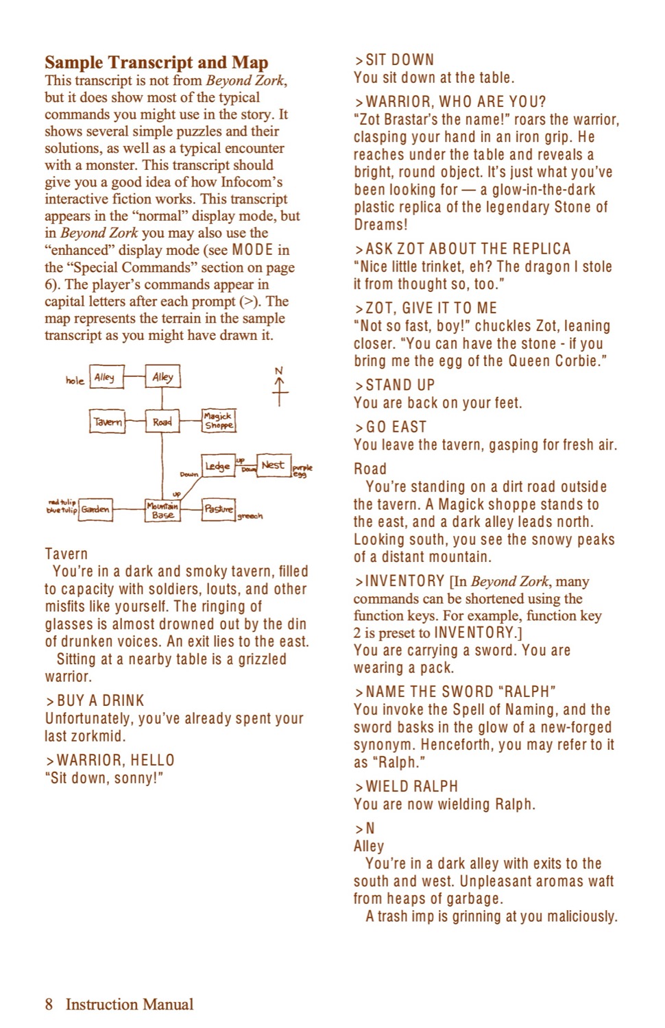Beyond Zork Instruction manual page 8