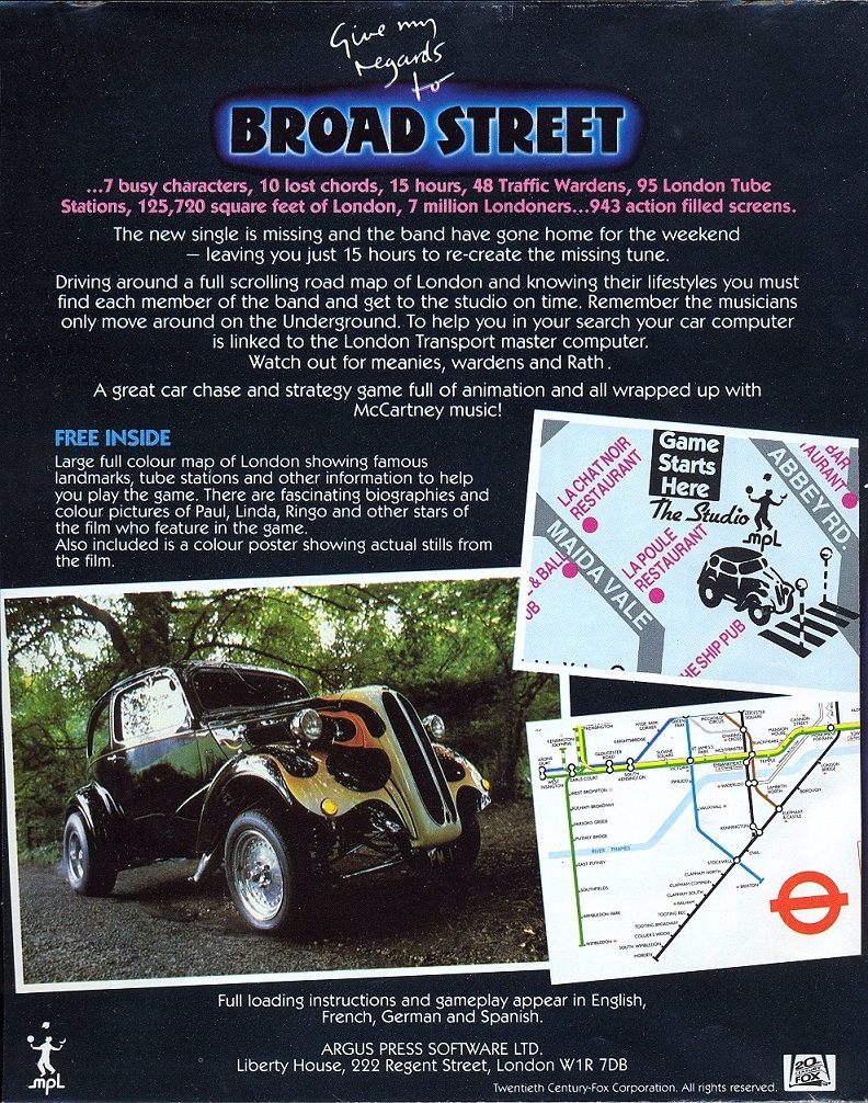 Give my Regards to Broad Street Inlay back