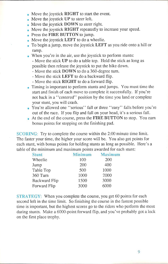 California Games Manual Page 9
