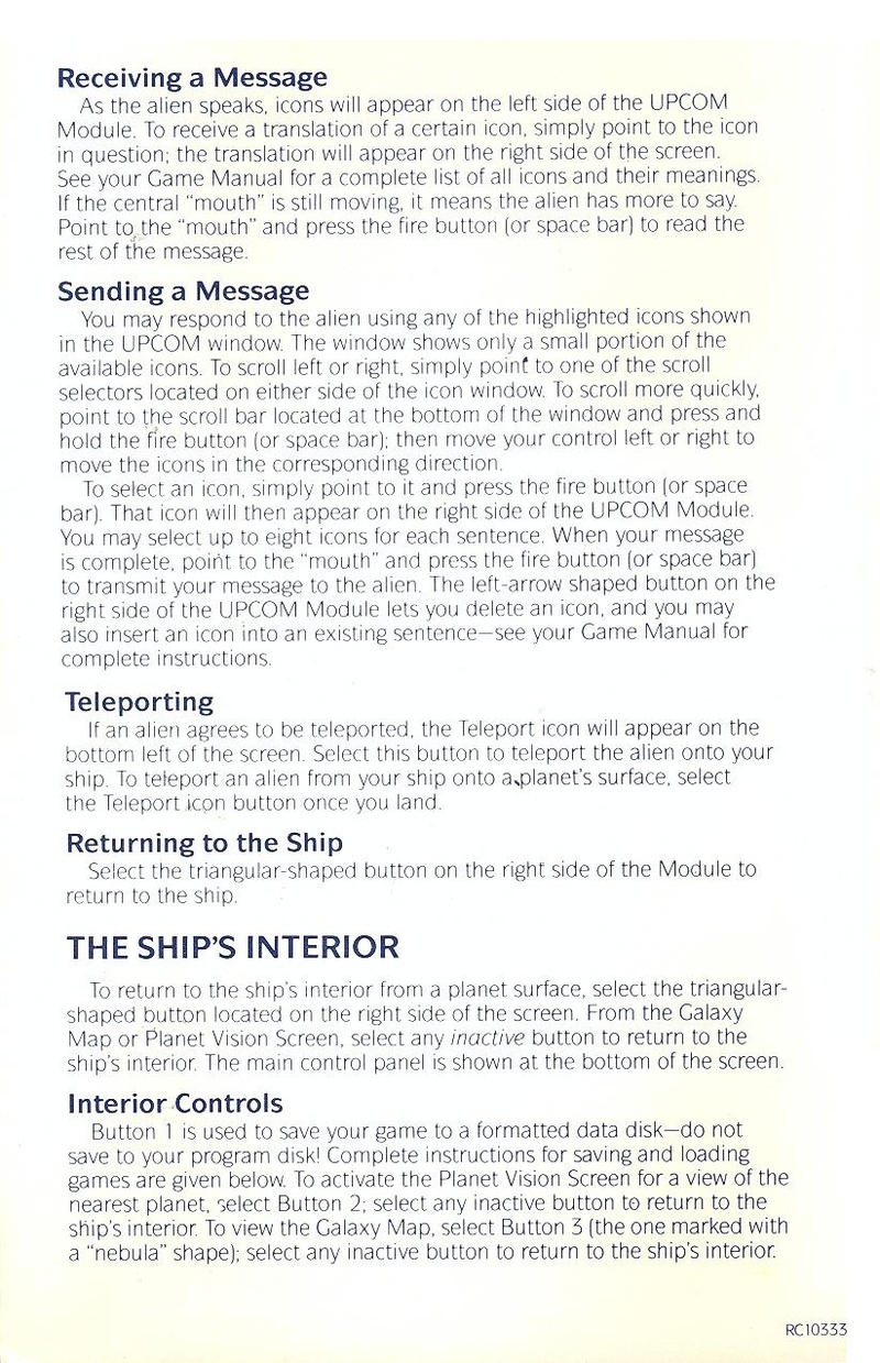 Captain Blood reference booklet page 4