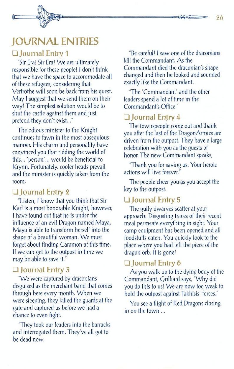 Champions of Krynn Adventurers Journal page 26