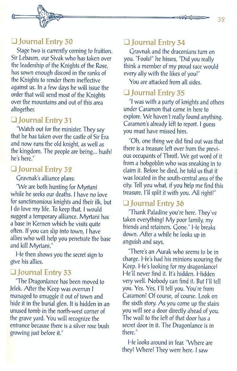 Champions of Krynn Adventurers Journal page 32