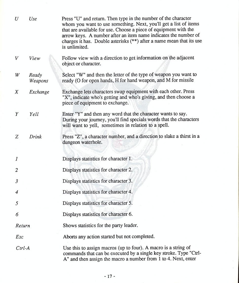 Deathlord manual page 17