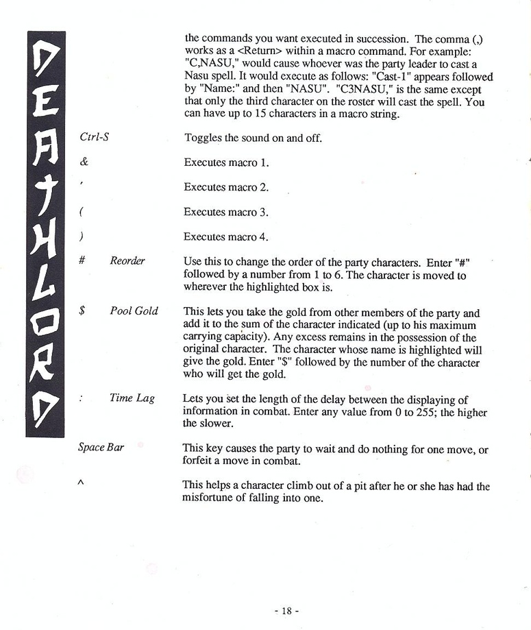 Deathlord manual page 18