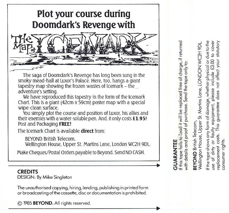 Doomdark's Revenge Inlay back