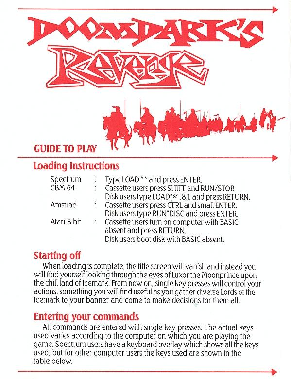 Doomdark's Revenge manual page 3