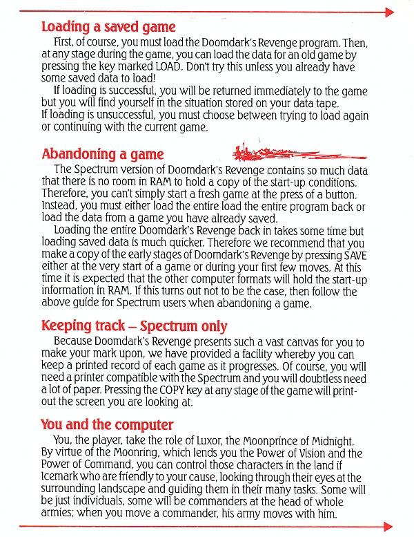 Doomdark's Revenge manual page 5