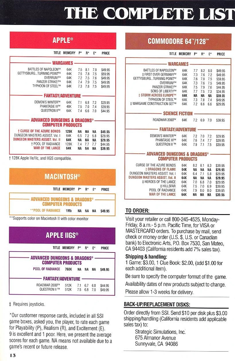 DragonStrike 1989-1990 catalog page 13