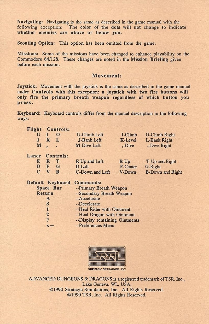 DragonStrike c64-128 data card back