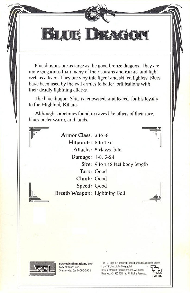 DragonStrike blue dragon card back