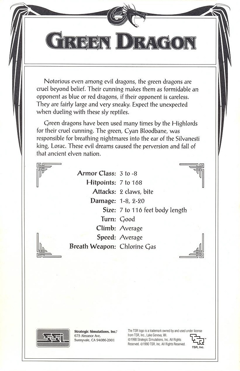 DragonStrike green dragon card back