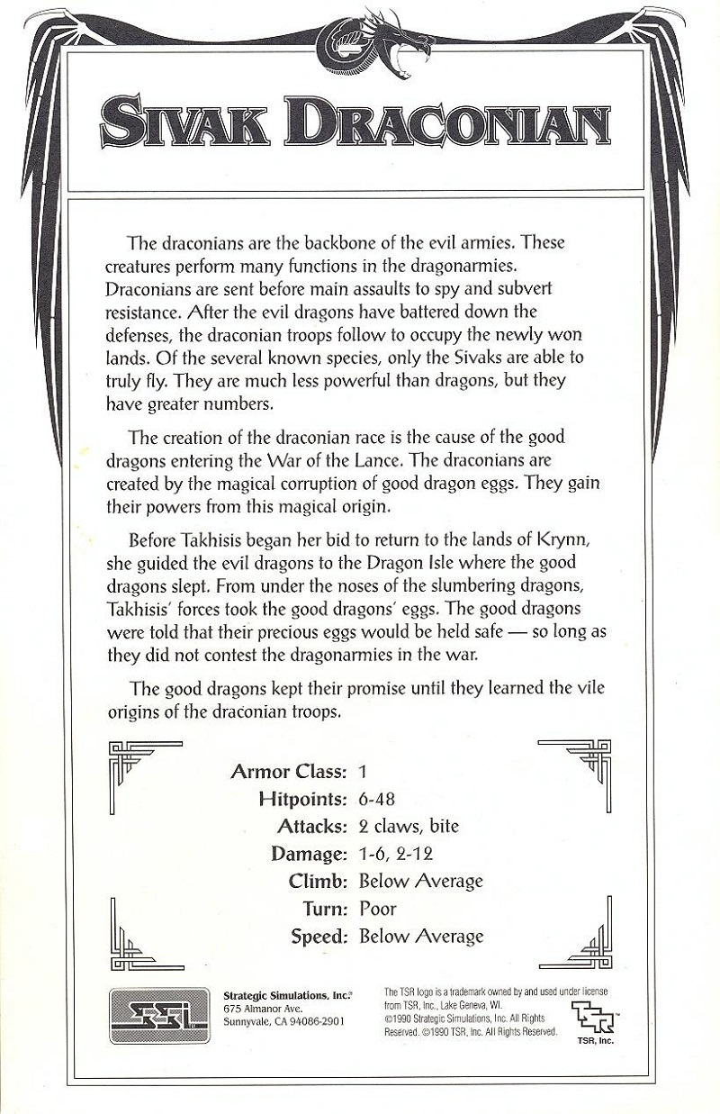DragonStrike sivak draconian card back