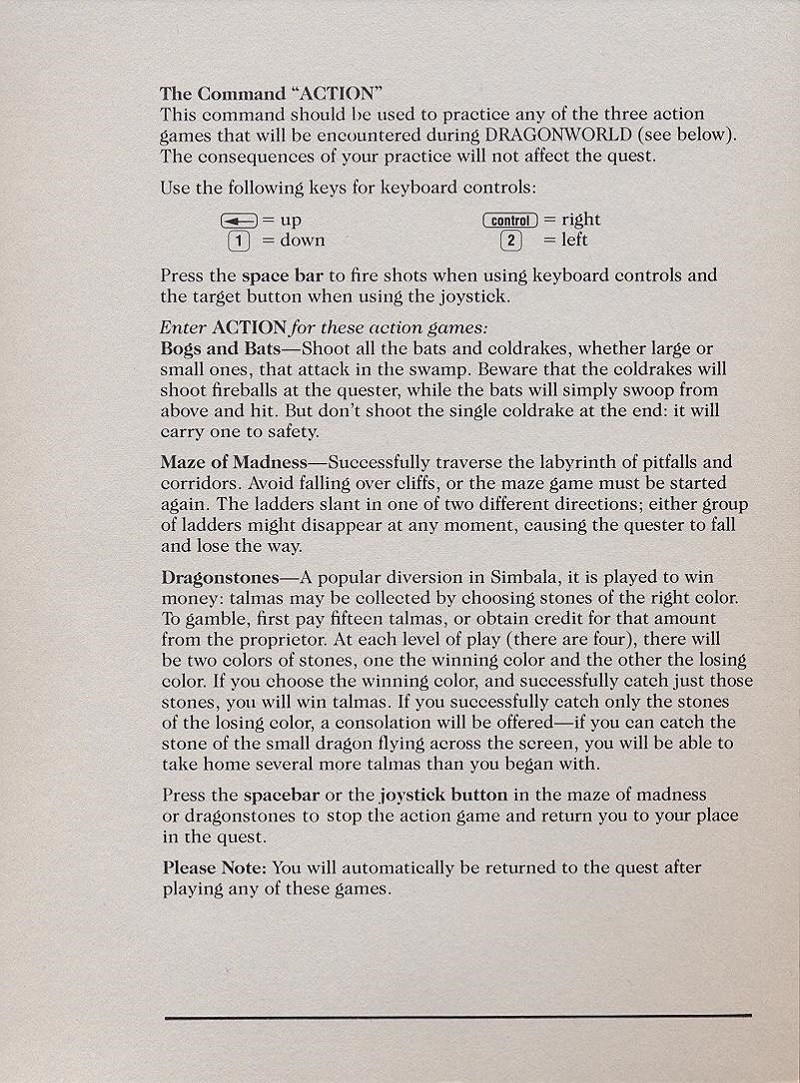 Dragonworld instructions back