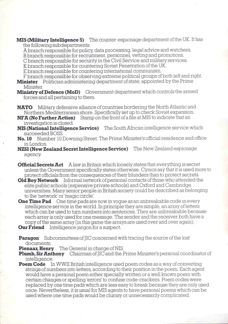 The Fourth Protocol MI5 Investigators Handbook Page 8
