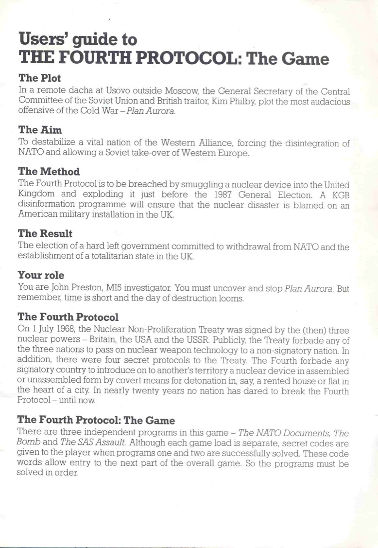 The Fourth Protocol Manual Page 2