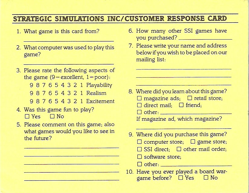 Germany 1985 Response Card Back