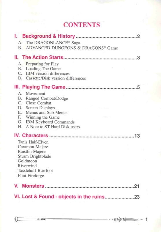 Heroes of the Lance Manual Page 1