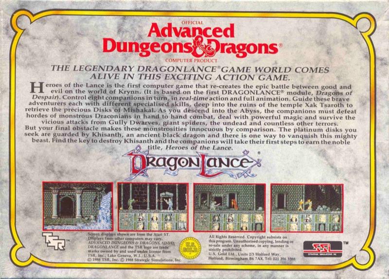 Heroes of the Lance Box Back