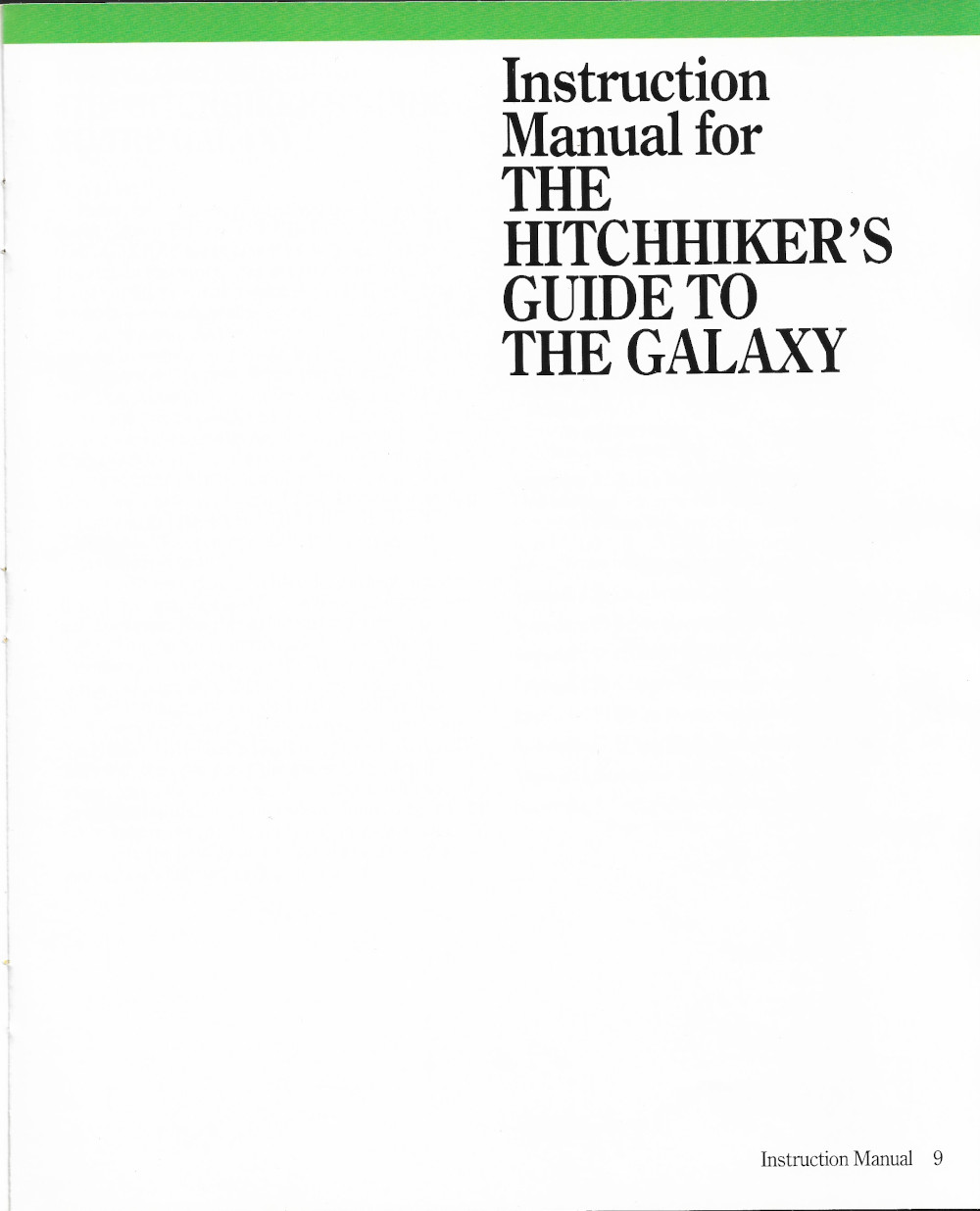 The Hitchhiker's Guide to the Galaxy manual page 9