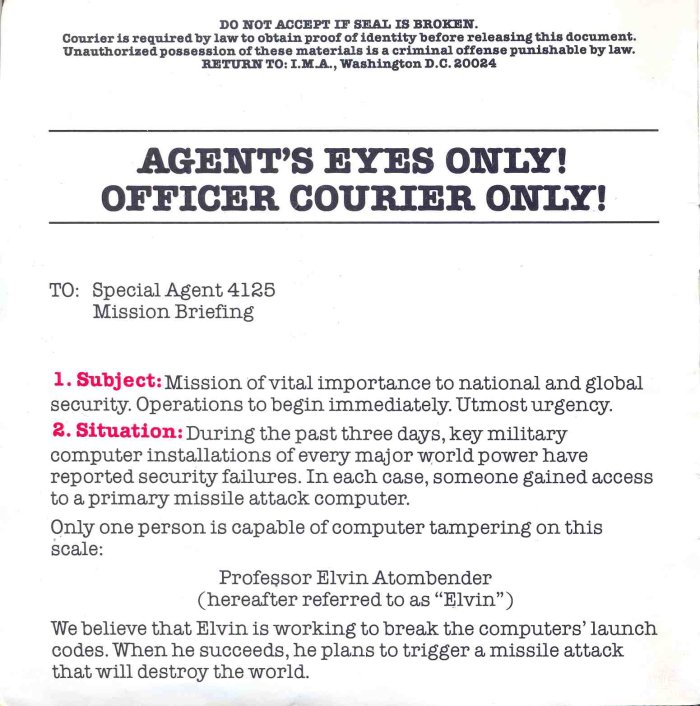 Impossible Mission Manual Page 1