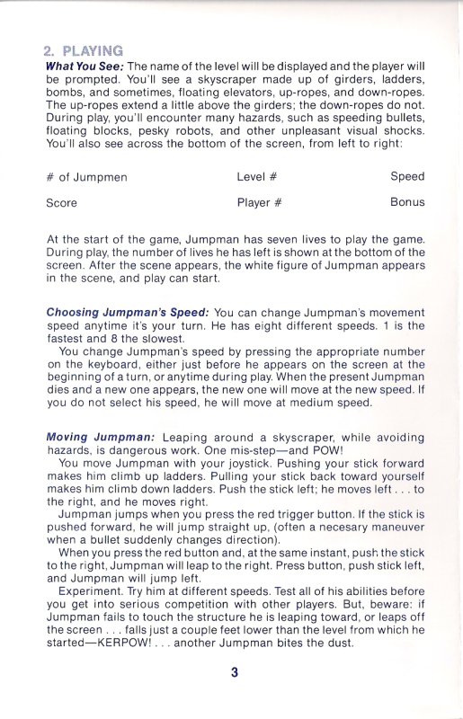 Jumpman Manual Page 3