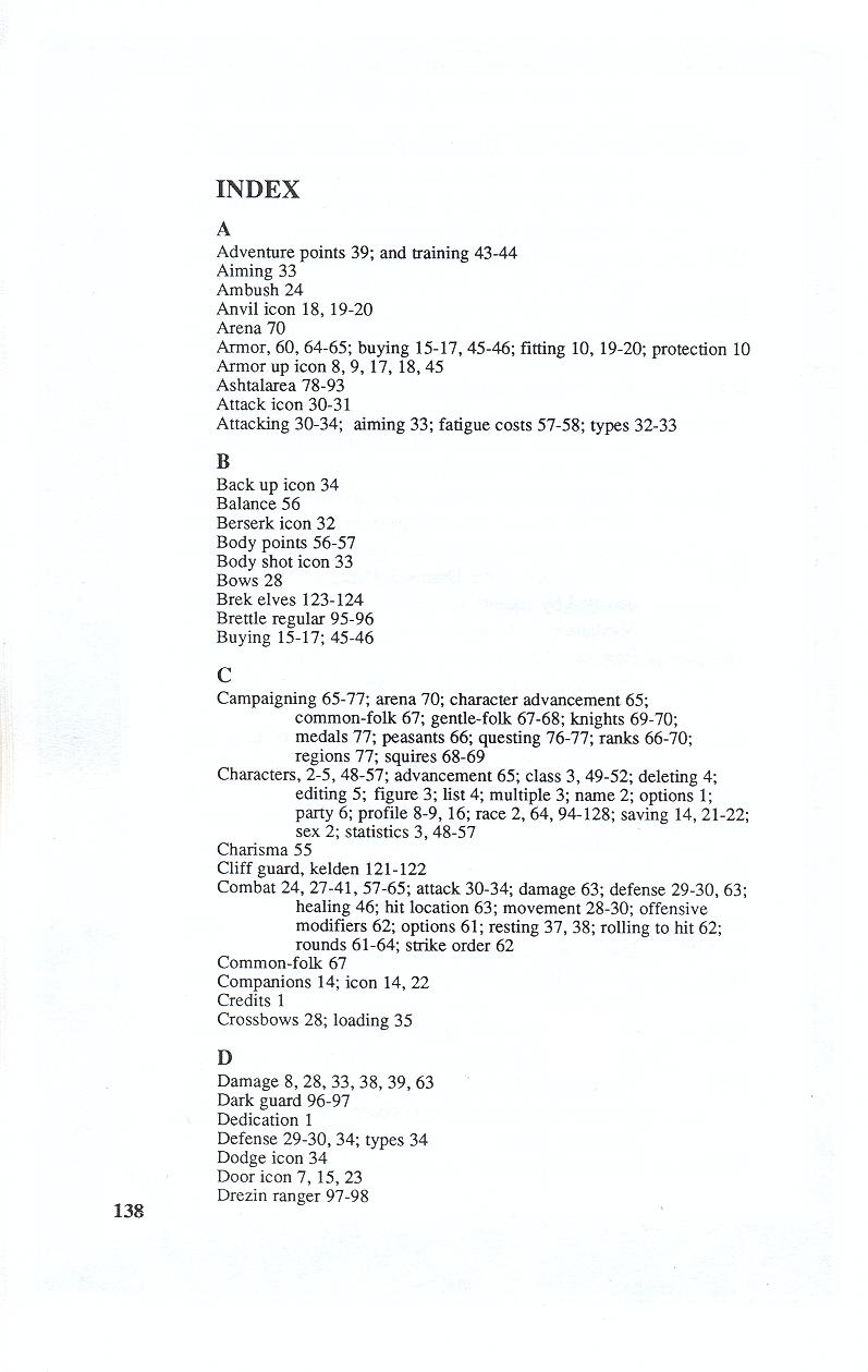 Knights of Legend players handbook page 138