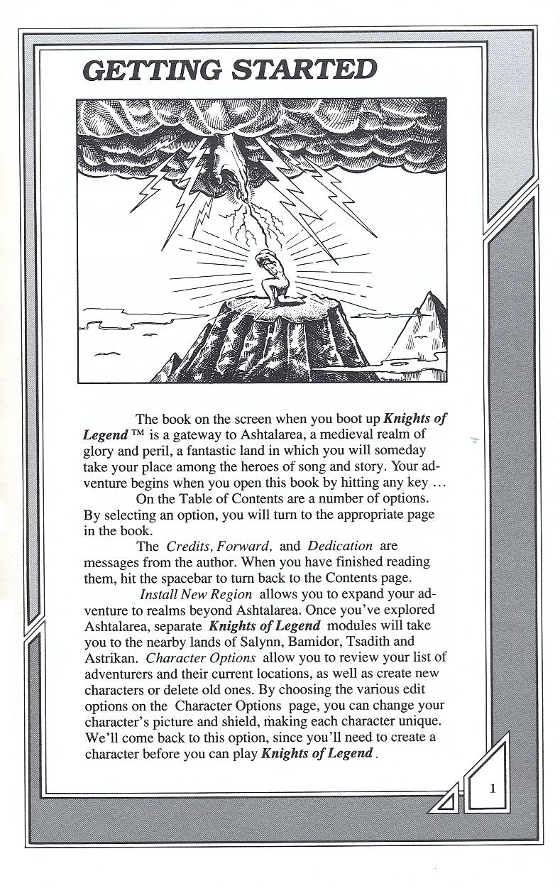 Knights of Legend players handbook page 1