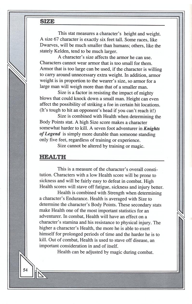 Knights of Legend players handbook page 54