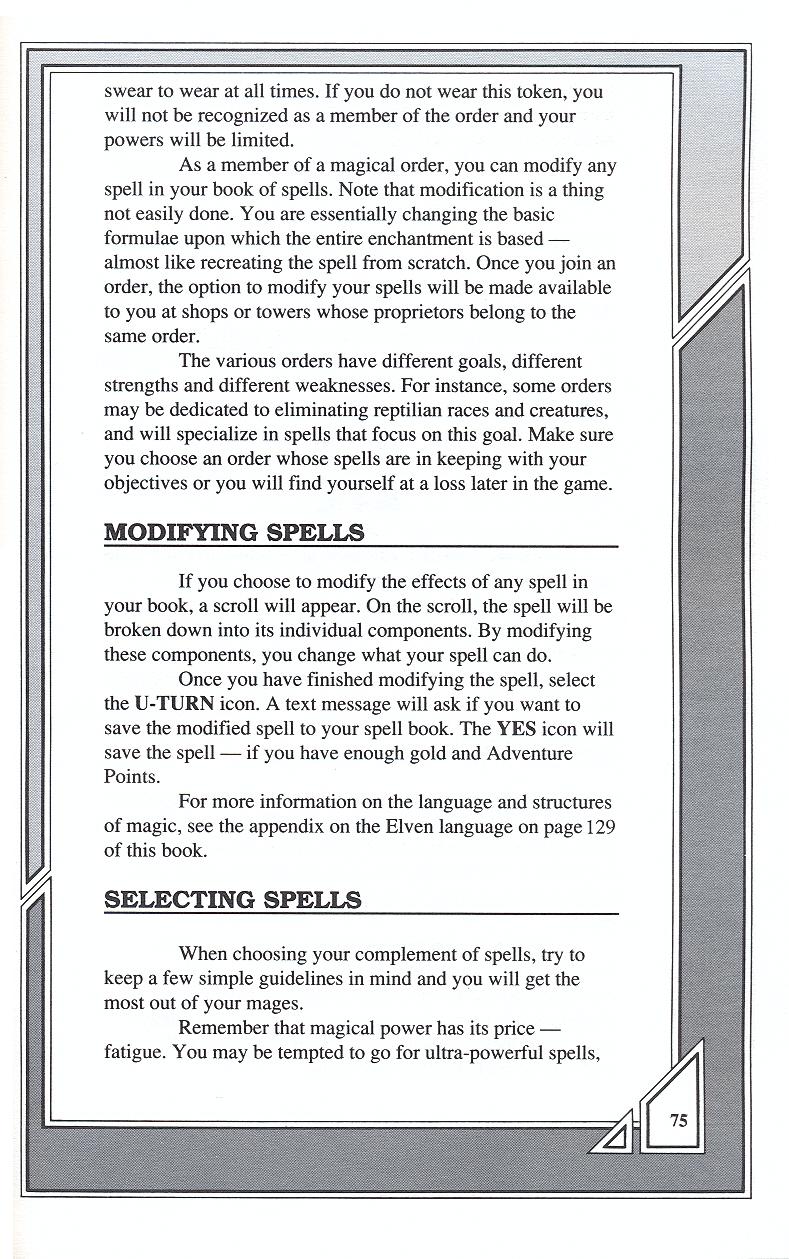 Knights of Legend players handbook page 75
