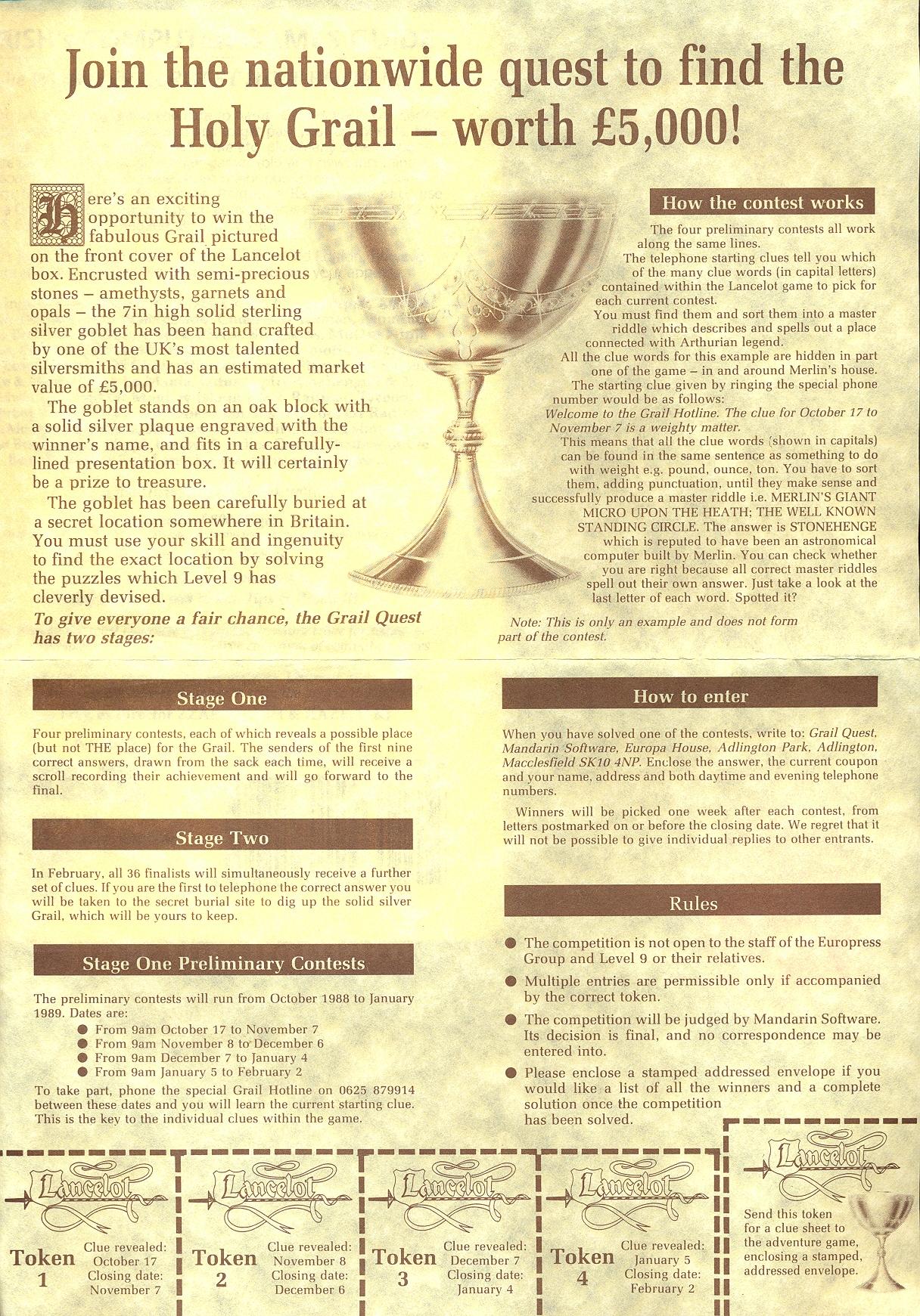 Lancelot holy grail contest