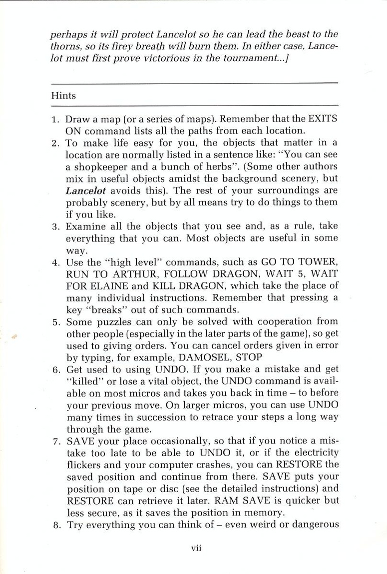 Lancelot manual page vii