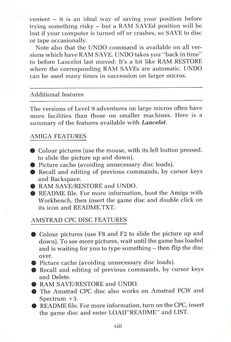 Lancelot manual page xiii