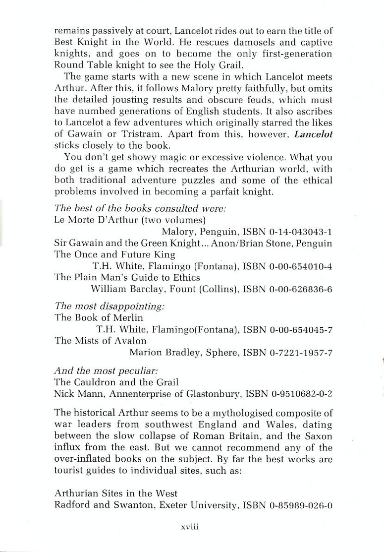 Lancelot manual page xviii