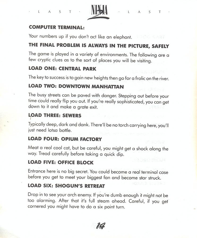 Last Ninja 2 manual page 14
