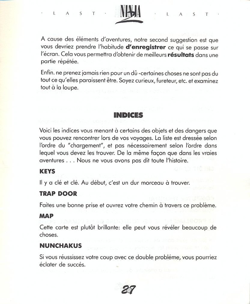 Last Ninja 2 manual page 27