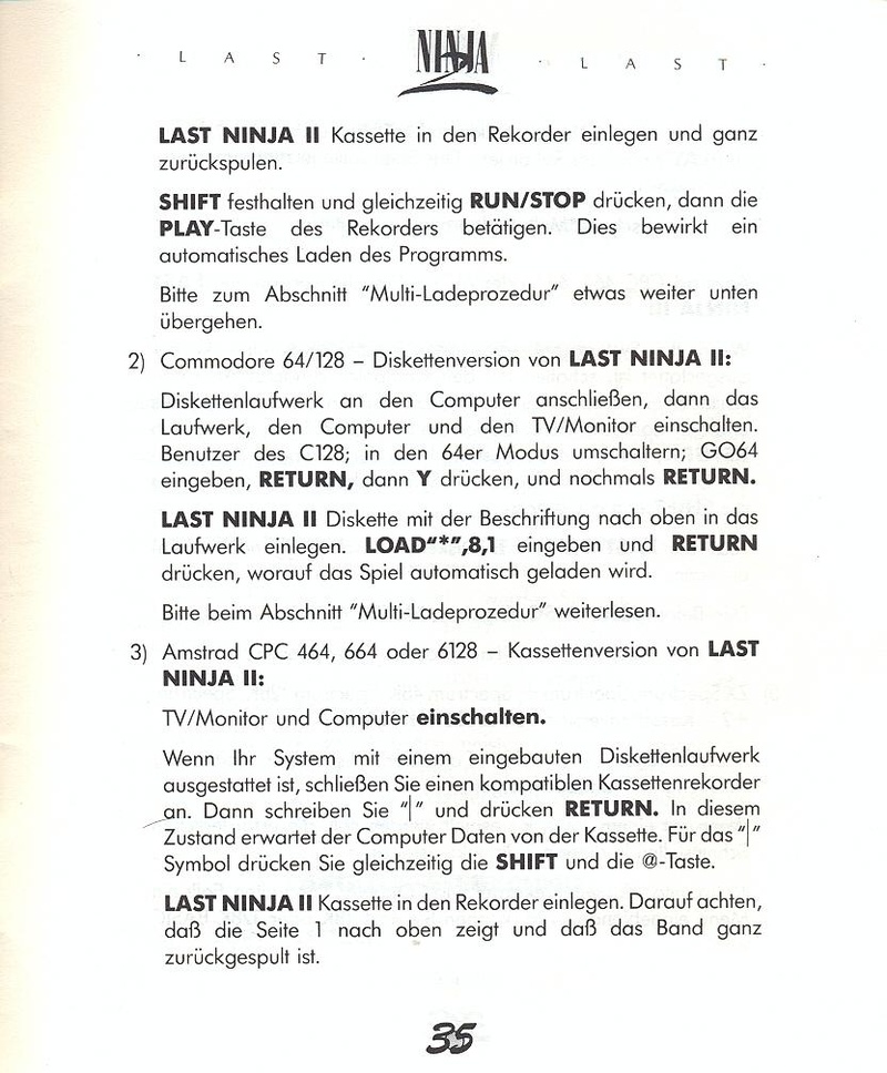 Last Ninja 2 manual page 35