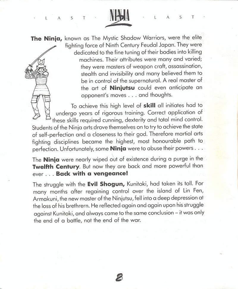 Last Ninja 2 manual page 2
